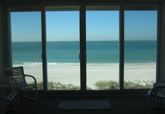 Sliding Glass Impact Doors installed at Martinique Condos at Holmes Beach