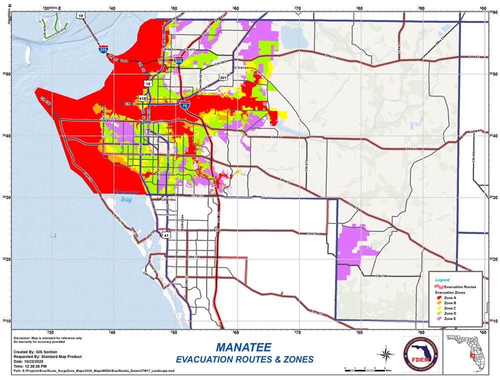 Weather: Manatee Evacuation Routes & Zones